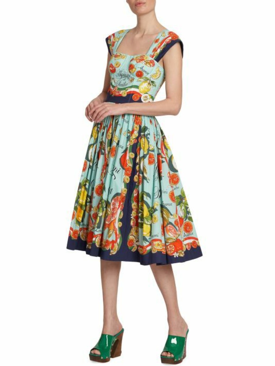 Women'S Clothing * | Dolce&Gabbana Capri Painterly Fruit Midi-Dress