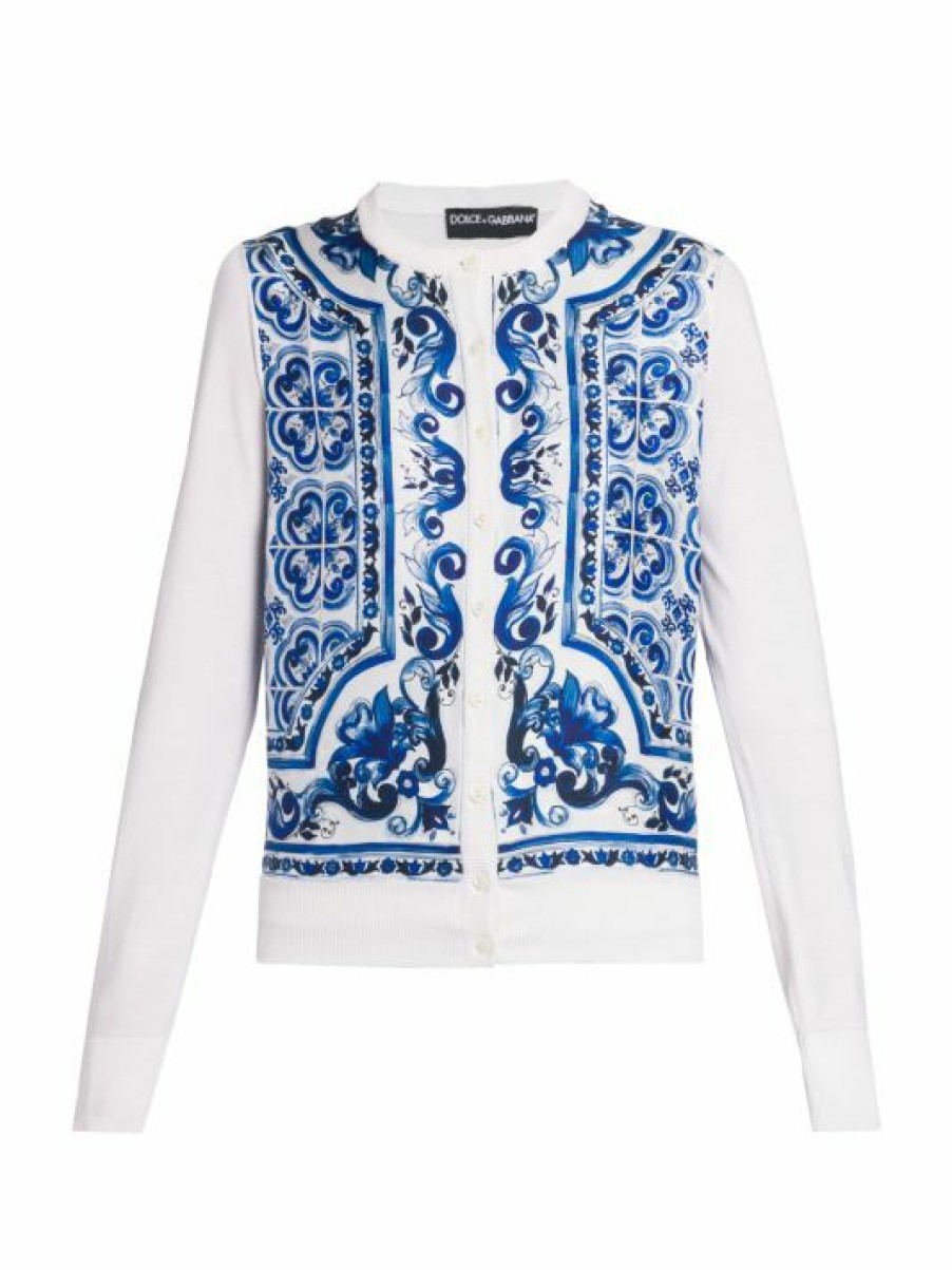 Women'S Clothing * | Dolce&Gabbana Printed Silk Cardigan. 18 Gauge.