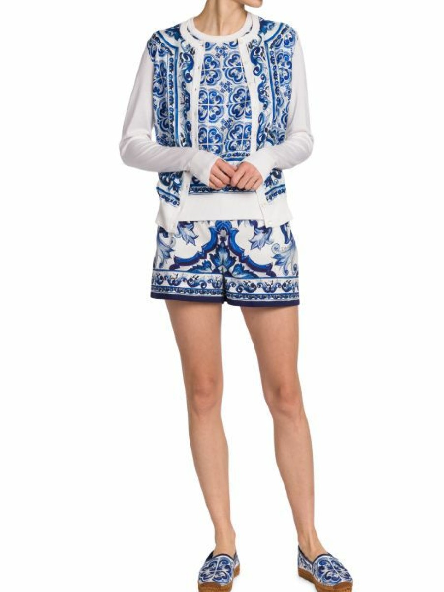 Women'S Clothing * | Dolce&Gabbana Printed Silk Cardigan. 18 Gauge.