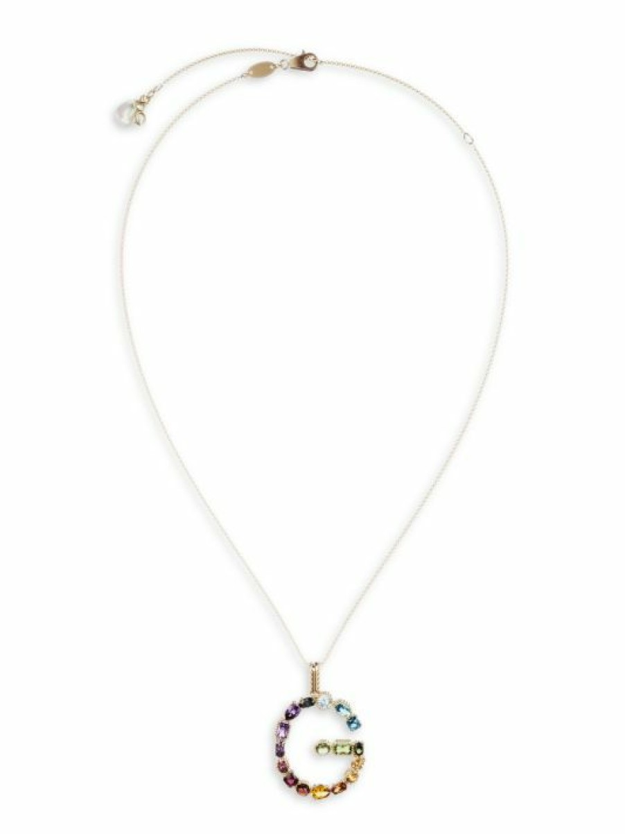 Jewelry * | Dolce&Gabbana Rainbow Alphabet 18K Gold & Gemstone Initial G Pendant Necklace