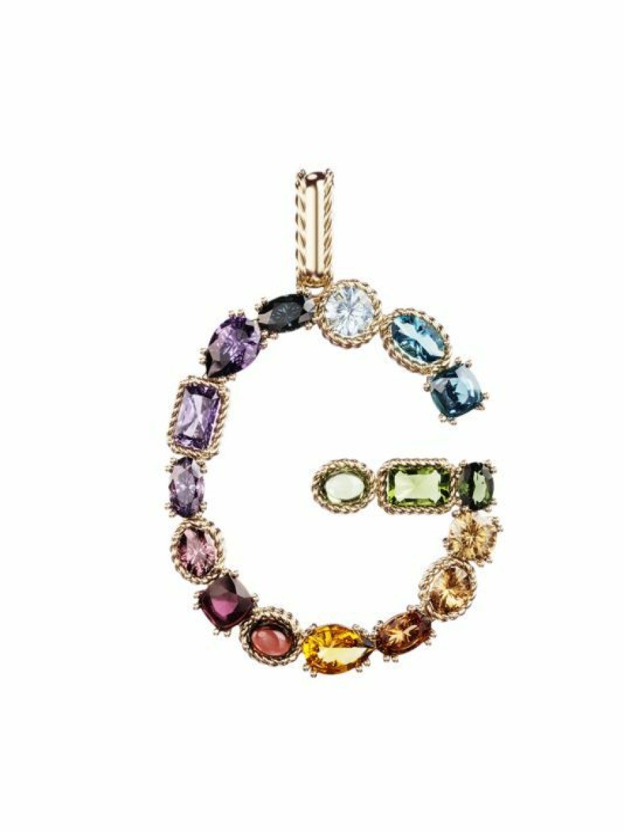 Jewelry * | Dolce&Gabbana Rainbow Alphabet 18K Gold & Gemstone Initial G Pendant Necklace