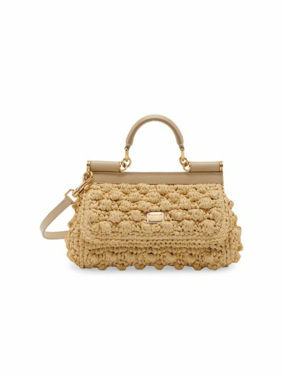 Handbags * | Dolce&Gabbana Sicily Raffia Top-Handle Bag