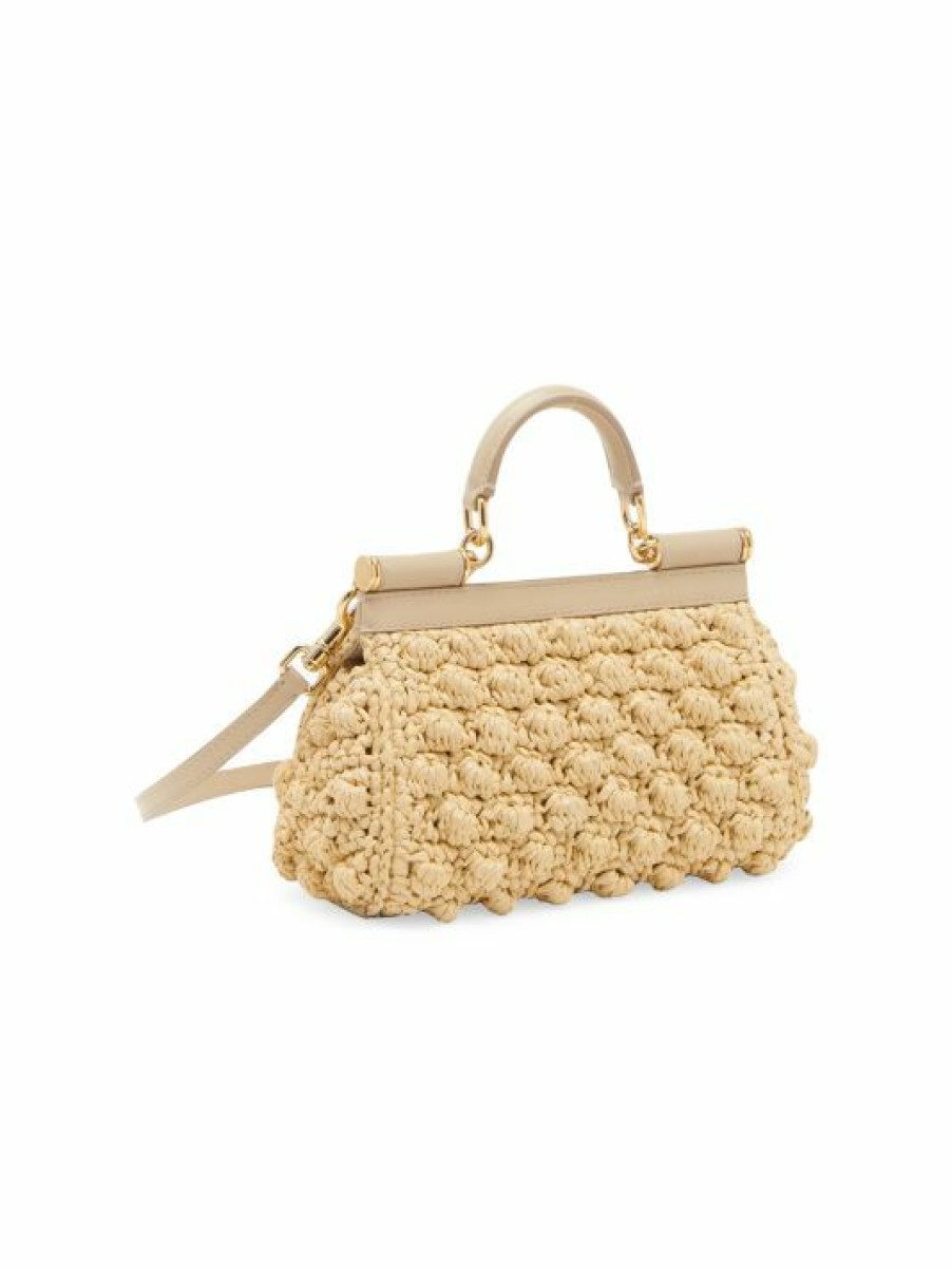 Handbags * | Dolce&Gabbana Sicily Raffia Top-Handle Bag