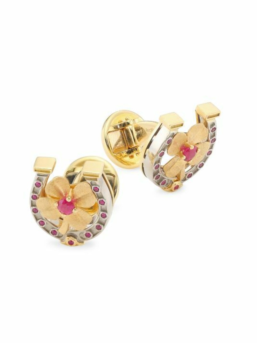 Jewelry * | Dolce&Gabbana 18K Yellow Gold Ruby Horseshoe Cufflinks