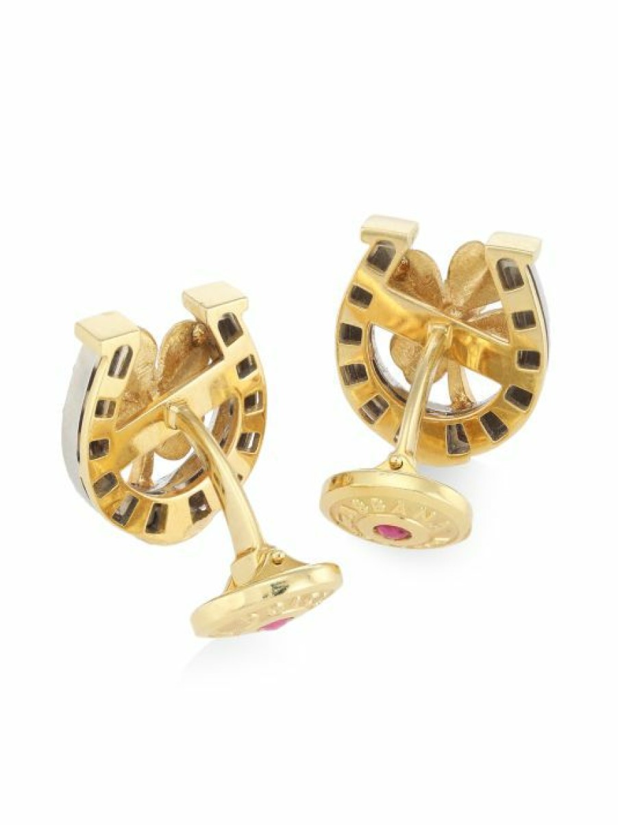 Jewelry * | Dolce&Gabbana 18K Yellow Gold Ruby Horseshoe Cufflinks