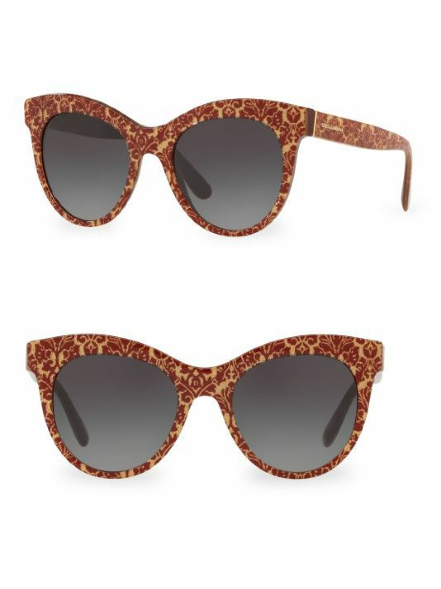 Accessories * | Dolce&Gabbana Dg4311 Glitter Floral 51Mm Cat Eye Sunglasses