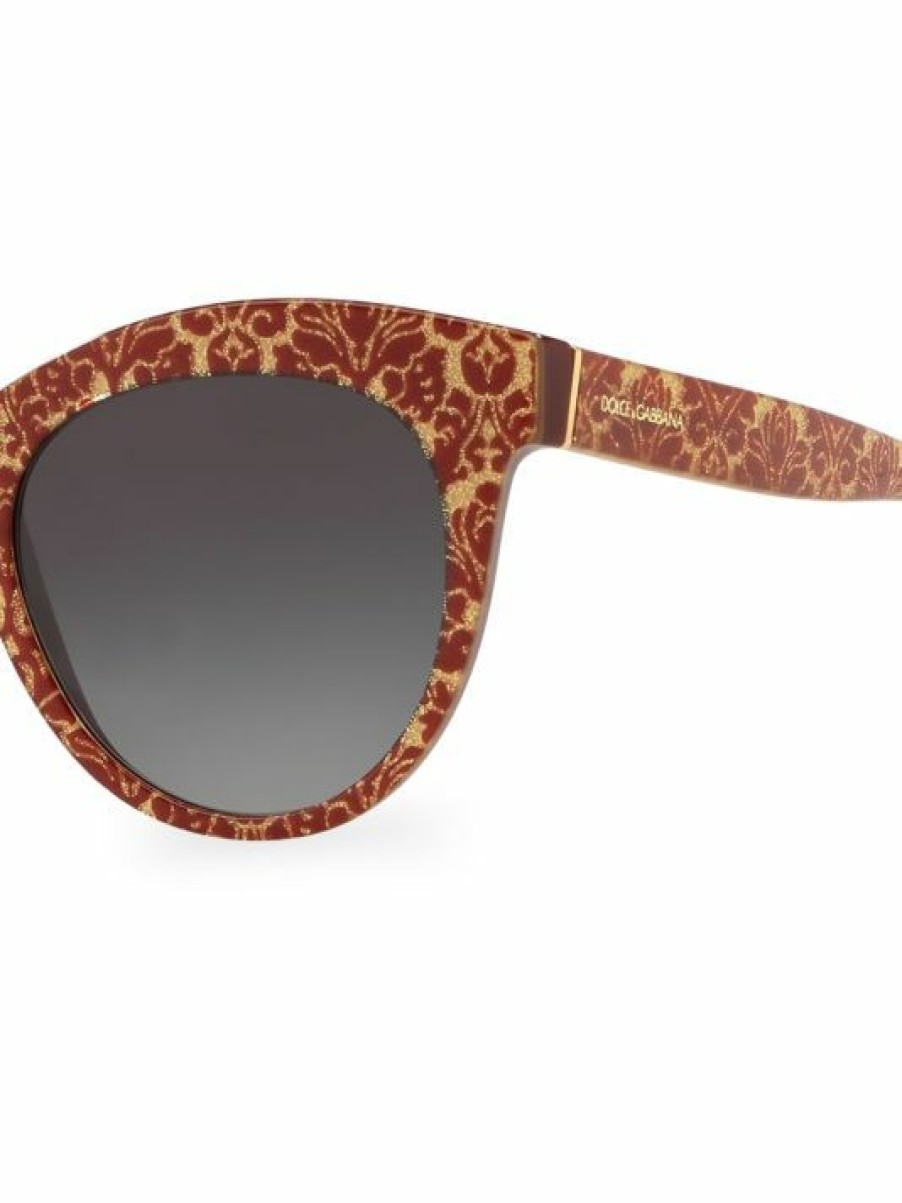 Accessories * | Dolce&Gabbana Dg4311 Glitter Floral 51Mm Cat Eye Sunglasses