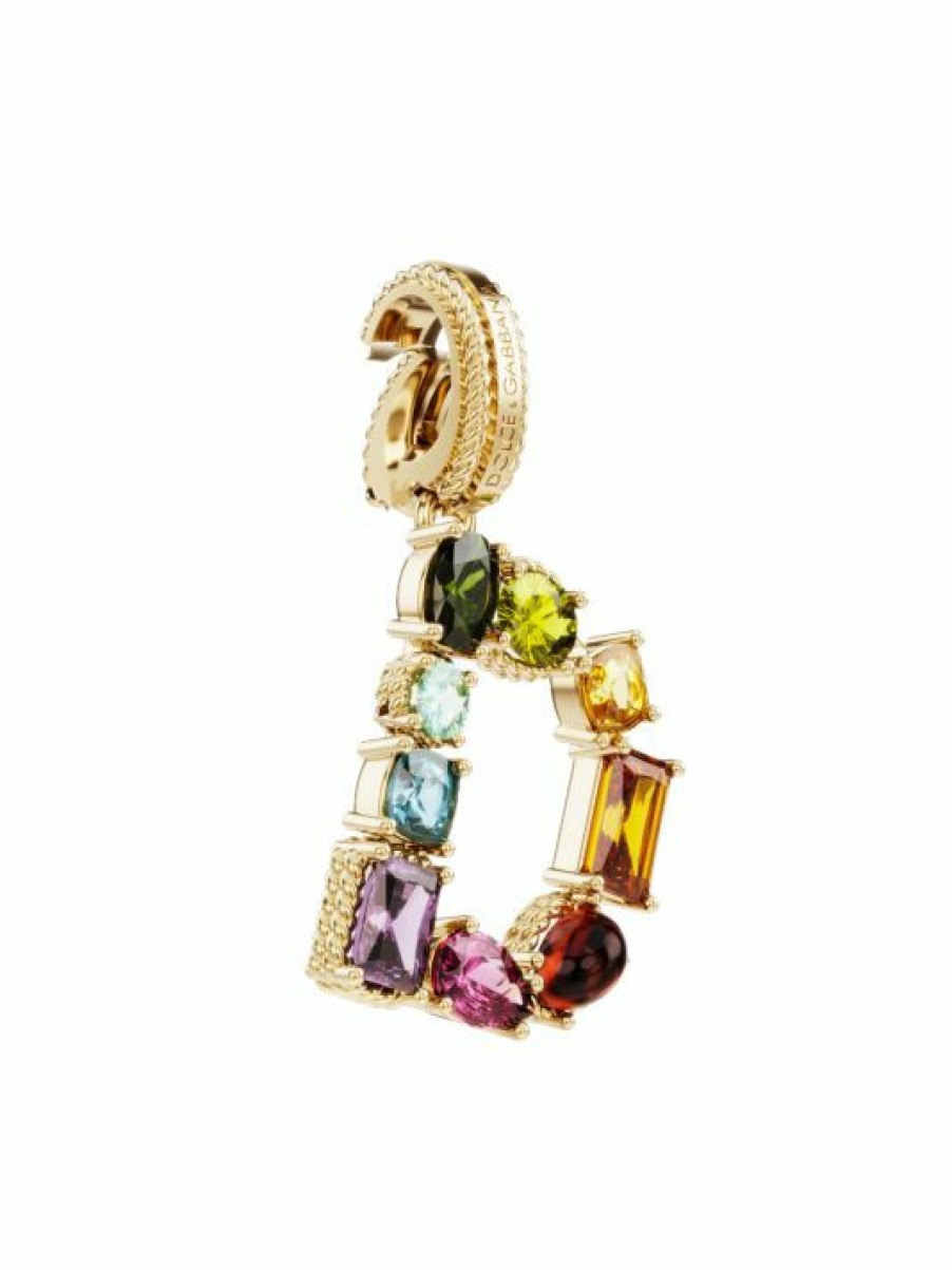 Jewelry * | Dolce&Gabbana Rainbow Alphabet 18K Yellow Gold & Multi Gemstone Initial D Charm