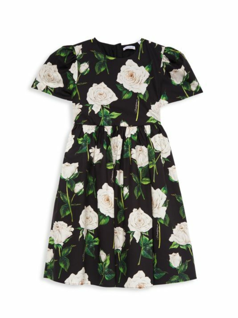 Kids * | Dolce&Gabbana Little Girl'S & Girl'S Rose Print Dress For Kids