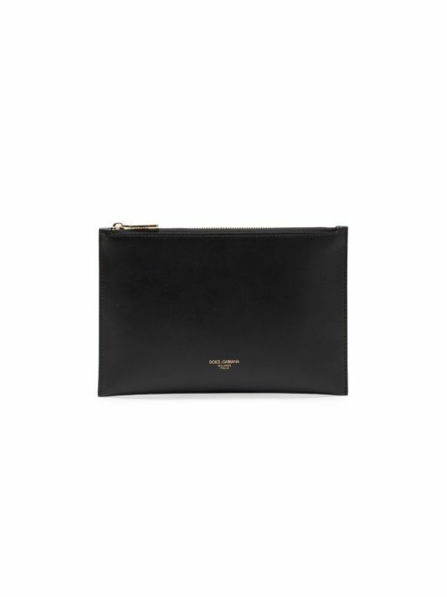 Accessories * | Dolce&Gabbana Flat Leather Crossbody Bag For Men