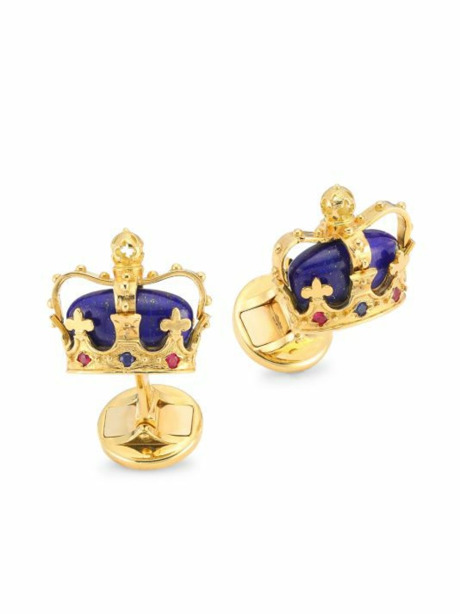 Jewelry * | Dolce&Gabbana 18K Yellow Gold, Lazuli, Sapphire, & Ruby Crown Cufflinks