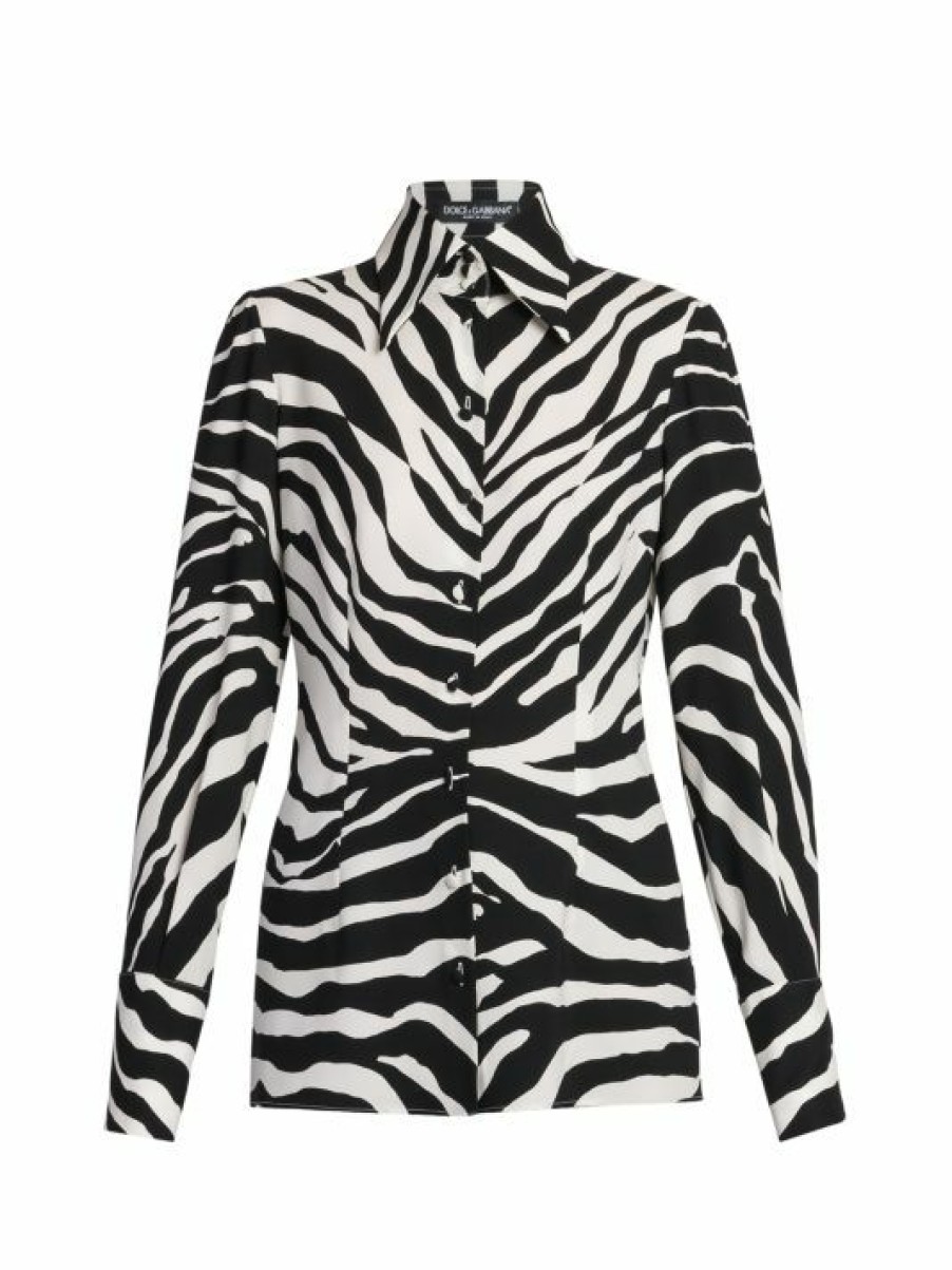 Women'S Clothing * | Dolce&Gabbana Zebra Zebra-Print Button-Front Blouse