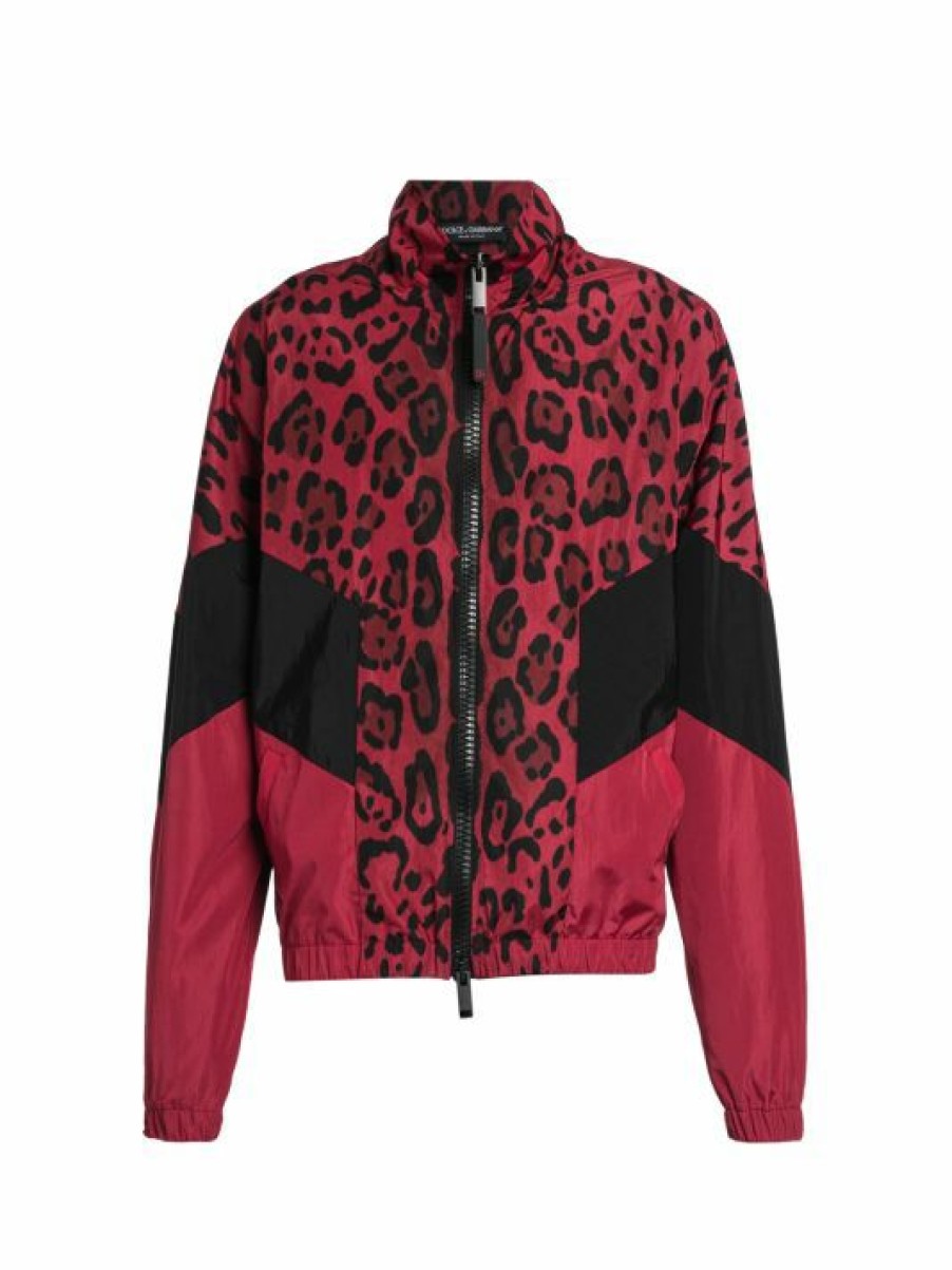 Men * | Dolce&Gabbana Leopard Print Nylon Sweatshirt For Men