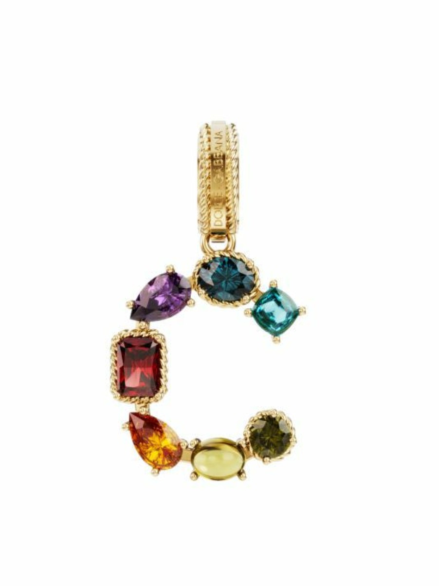 Jewelry * | Dolce&Gabbana Rainbow Alphabet 18K Yellow Gold & Multi Gemstone Initial C Charm