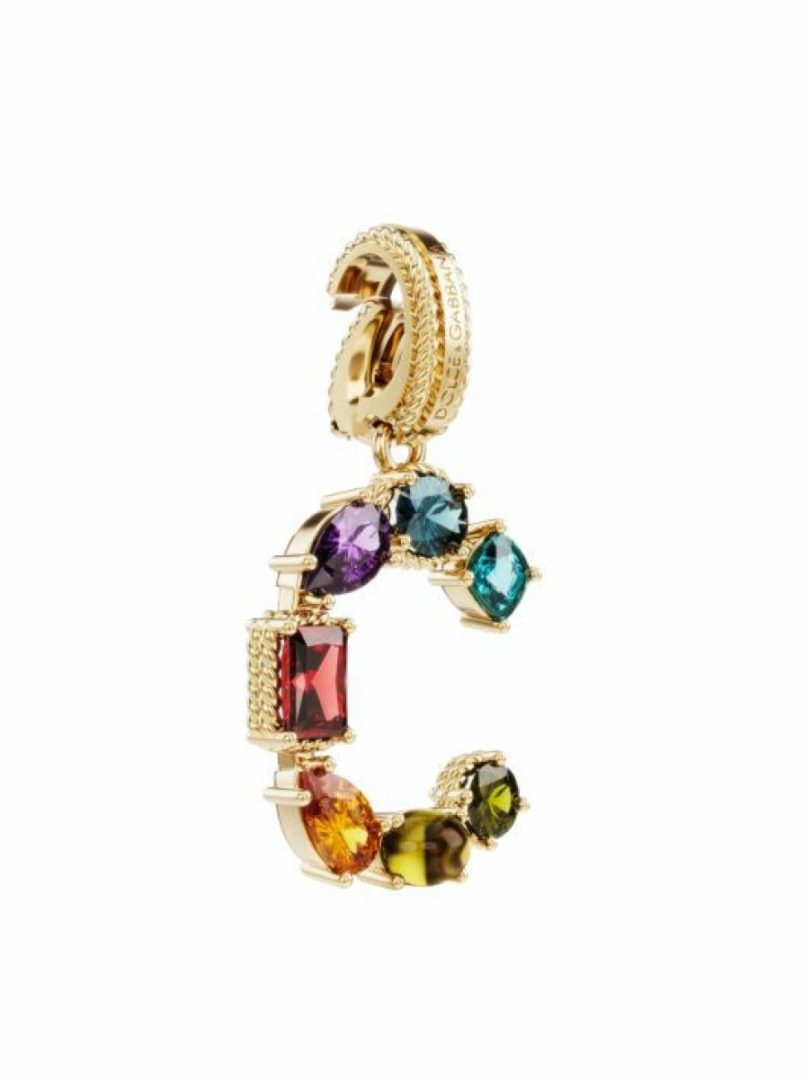 Jewelry * | Dolce&Gabbana Rainbow Alphabet 18K Yellow Gold & Multi Gemstone Initial C Charm