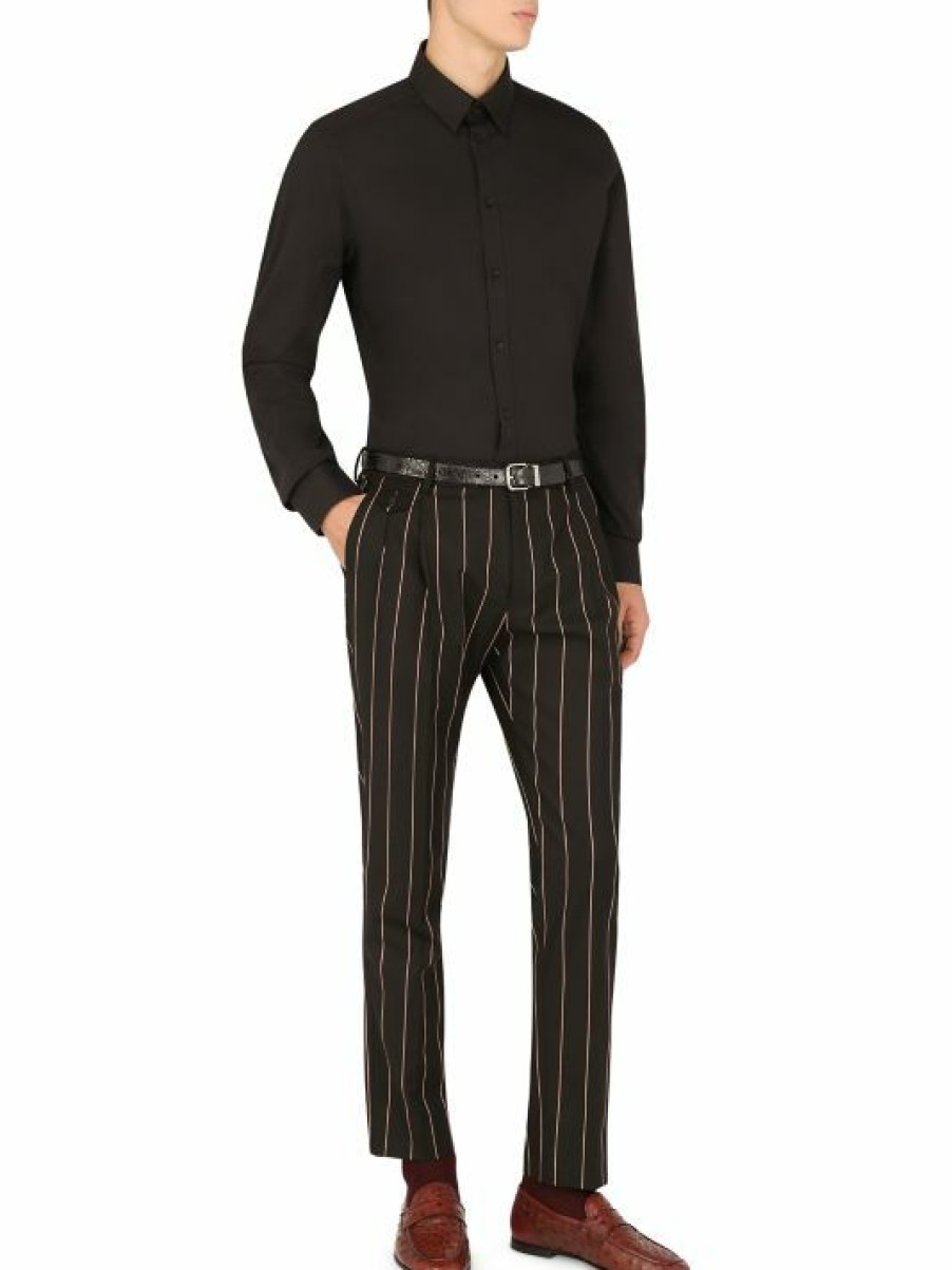 Men * | Dolce&Gabbana Long-Sleeve Stretch Cotton Shirt For Men