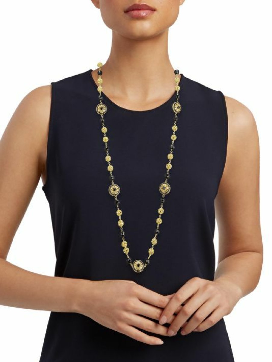 Jewelry * | Dolce&Gabbana 18K Yellow Gold Black Sapphire & Jade Necklace