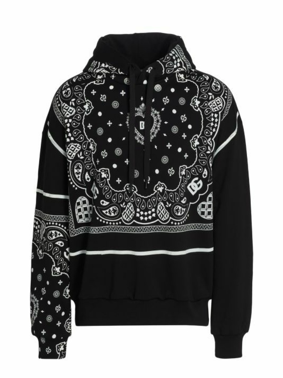 Men * | Dolce&Gabbana Logo Bandana Print Hoodie Sweatshirt For Men