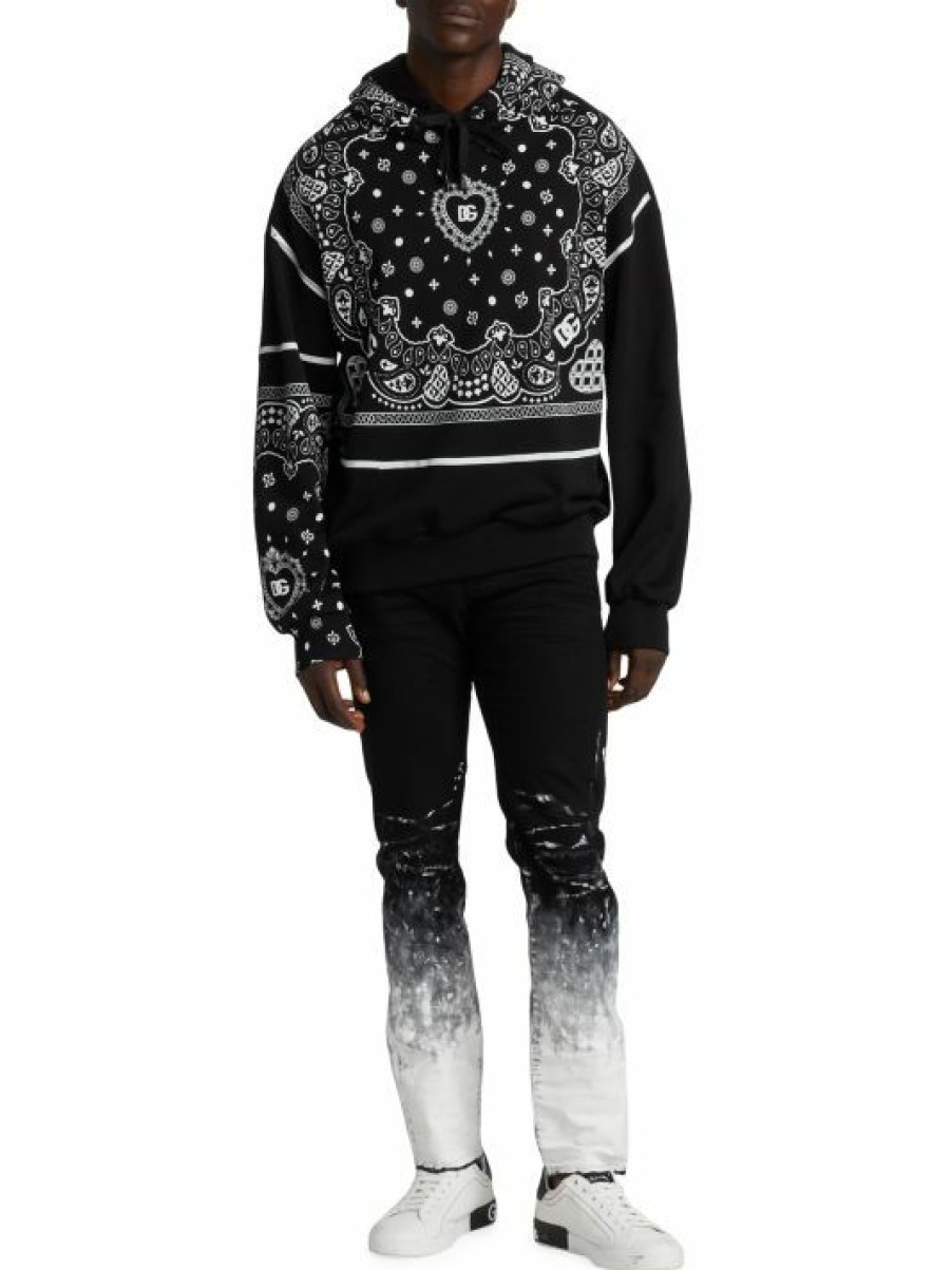 Men * | Dolce&Gabbana Logo Bandana Print Hoodie Sweatshirt For Men