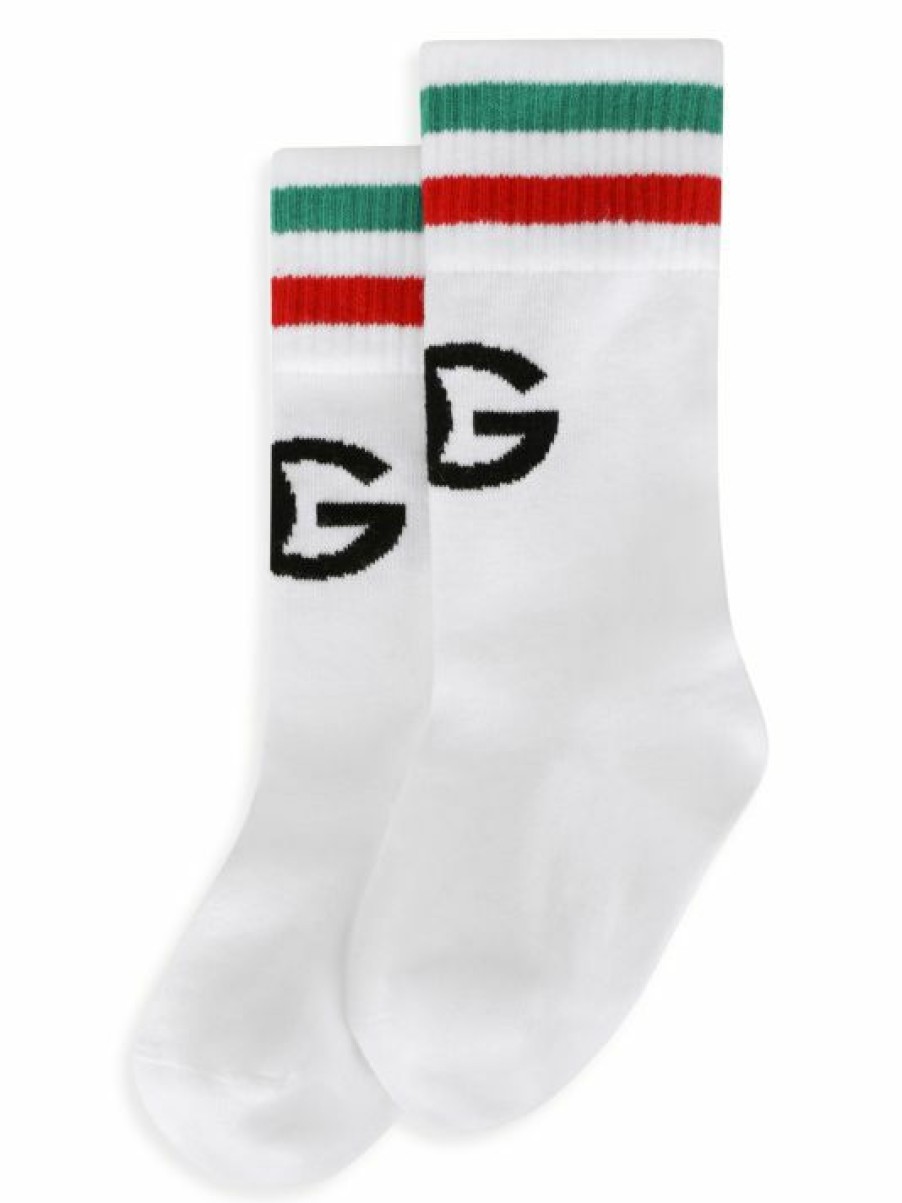 Men * | Dolce&Gabbana Kid'S Ribbed Cotton Logo Socks For Kids