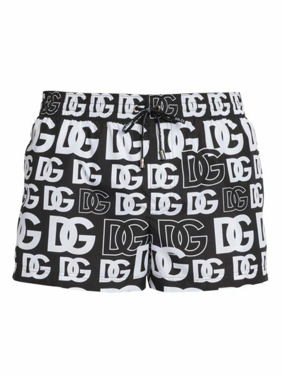 Men * | Dolce&Gabbana Logo Print Swim Trunks For Men