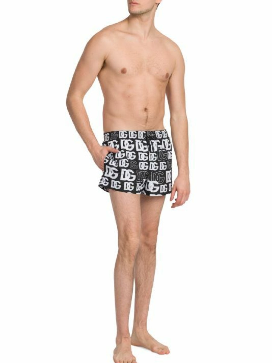 Men * | Dolce&Gabbana Logo Print Swim Trunks For Men