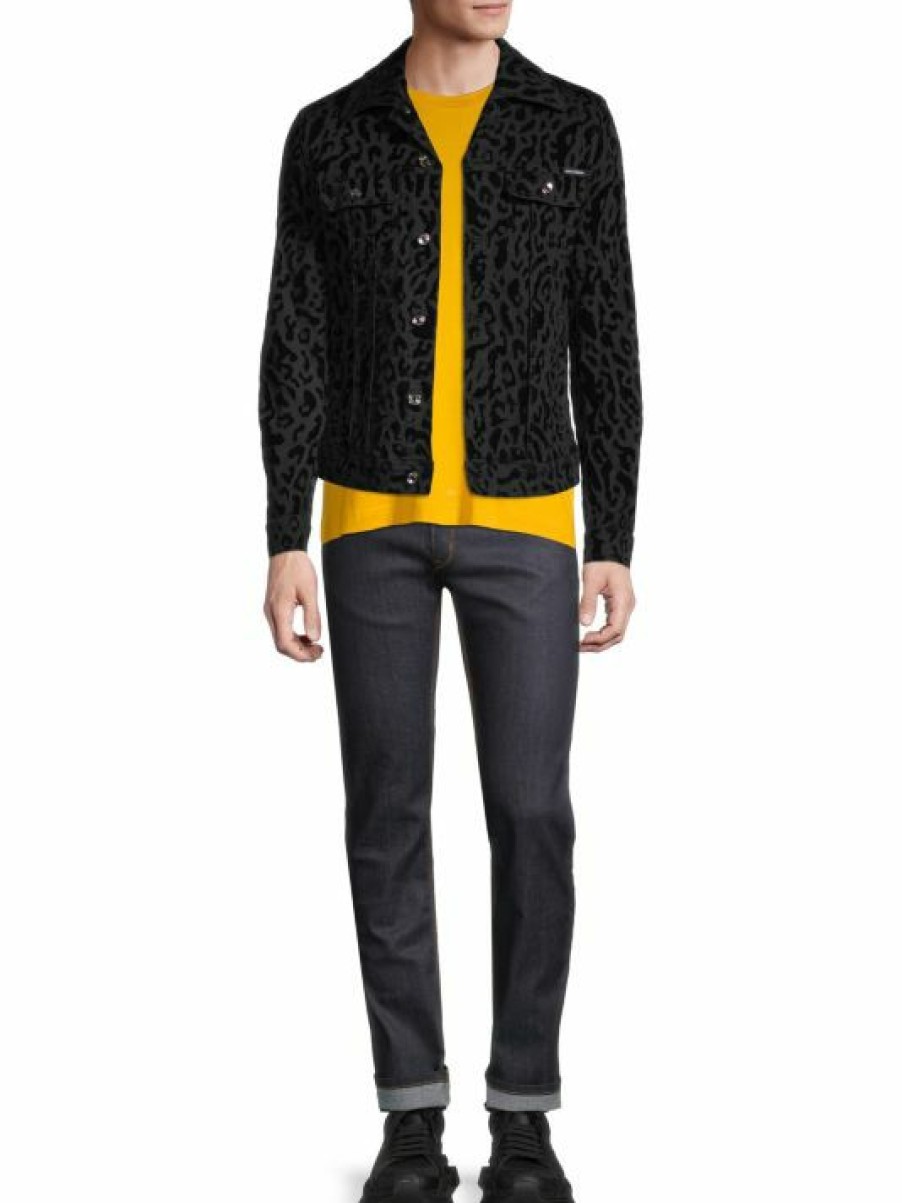 Men * | Dolce&Gabbana Leo Flocked Denim Jacket For Men