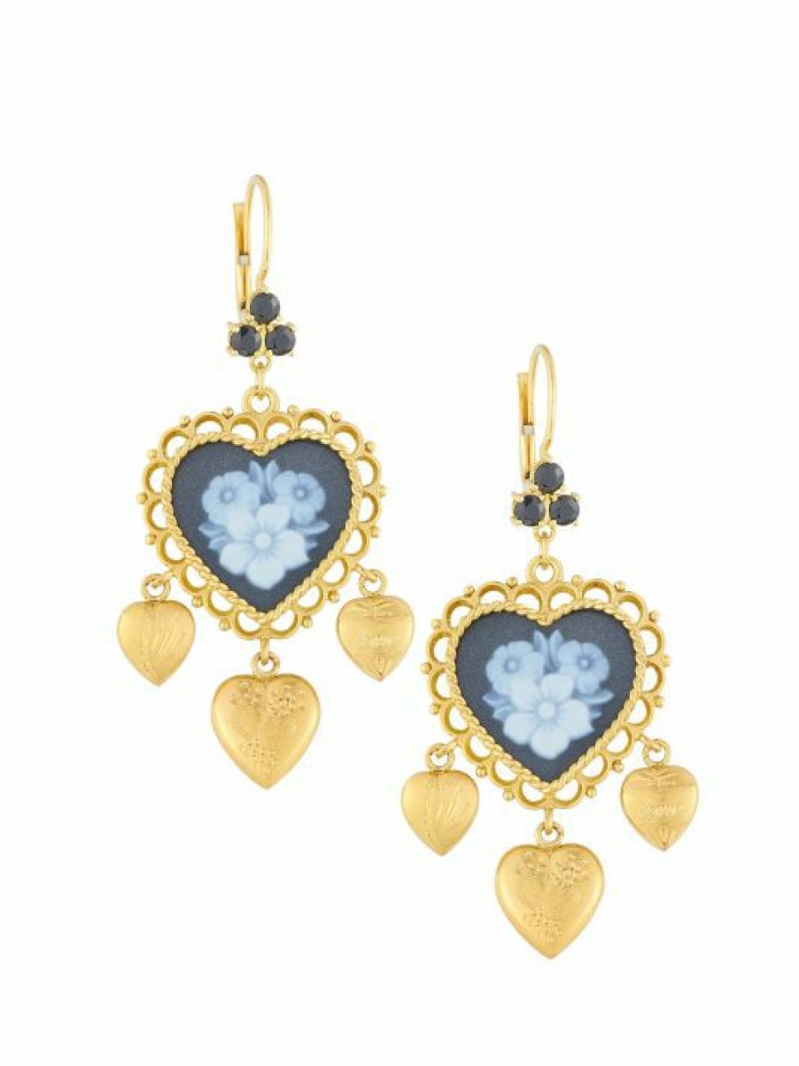 Jewelry * | Dolce&Gabbana 18K Yellow Gold Heart Cameo Earrings