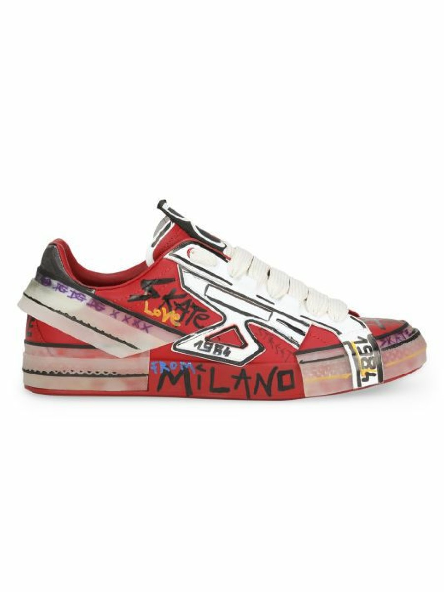 Men * | Dolce&Gabbana Graphic Text Skate Sneakers For Men