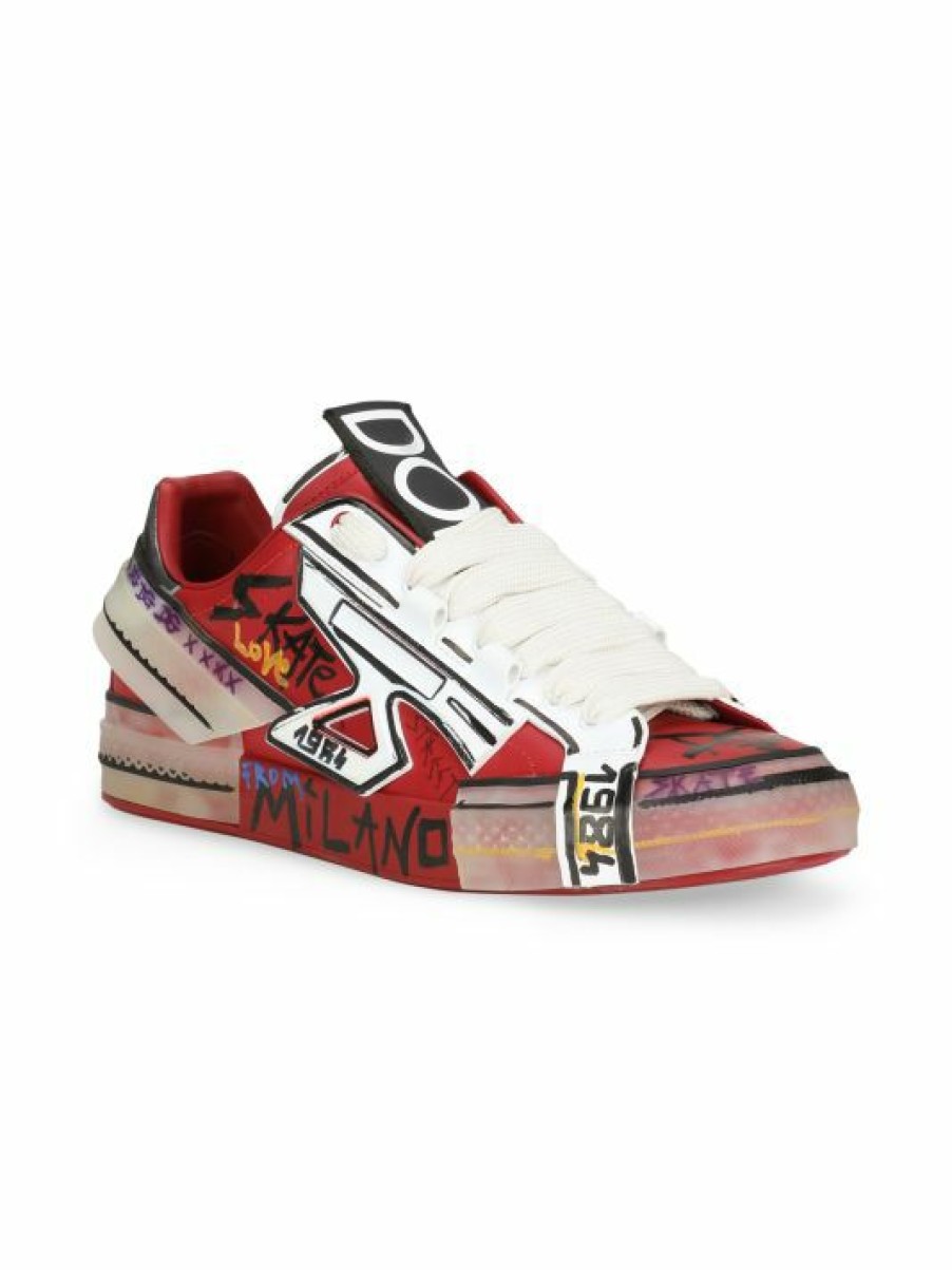 Men * | Dolce&Gabbana Graphic Text Skate Sneakers For Men