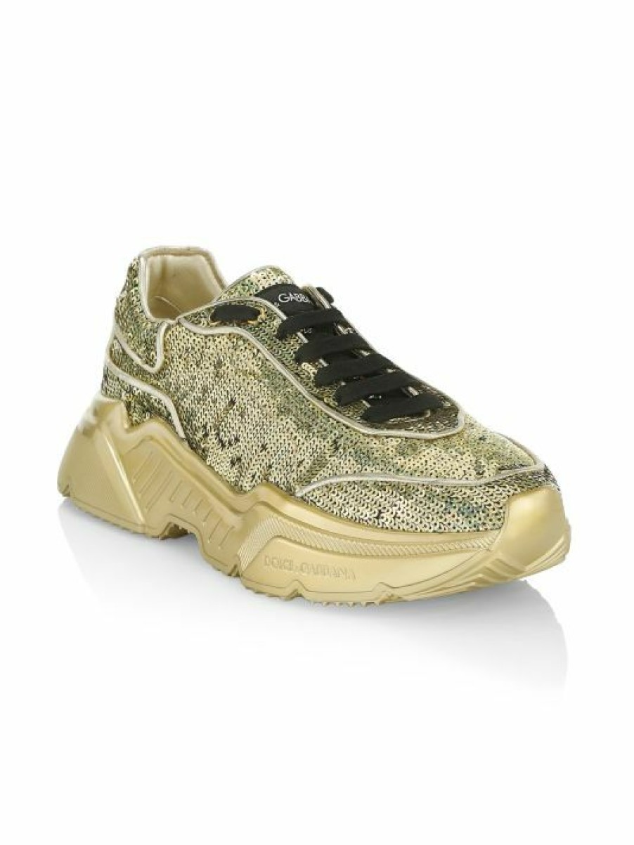 Men * | Dolce&Gabbana Daymaster Sequined Leather Low-Top Sneakers For Men