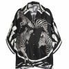 Women'S Clothing * | Dolce&Gabbana Zebra Oversized Silk Zebra-Print Shirt