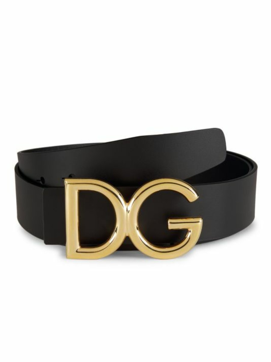 Accessories * | Dolce&Gabbana Leather Logo Belt For Men