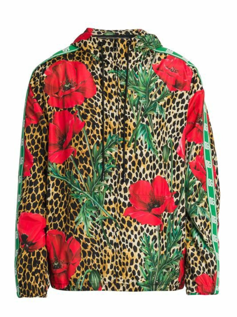 Men * | Dolce&Gabbana Ocelot And Flower Motif Hooded Jacket For Men